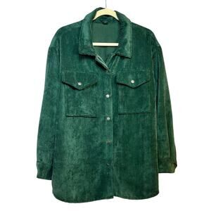 Wild Fable Corduroy Shirt Snap Front Darker Green Women's XXL L/S Wide Wale